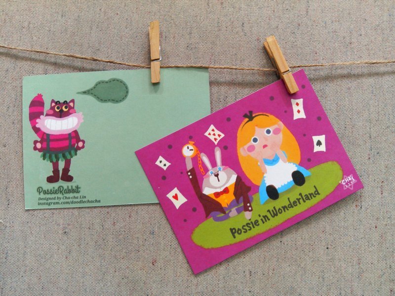 爱丽丝明信片 - 卡片/明信片 - 纸 多色