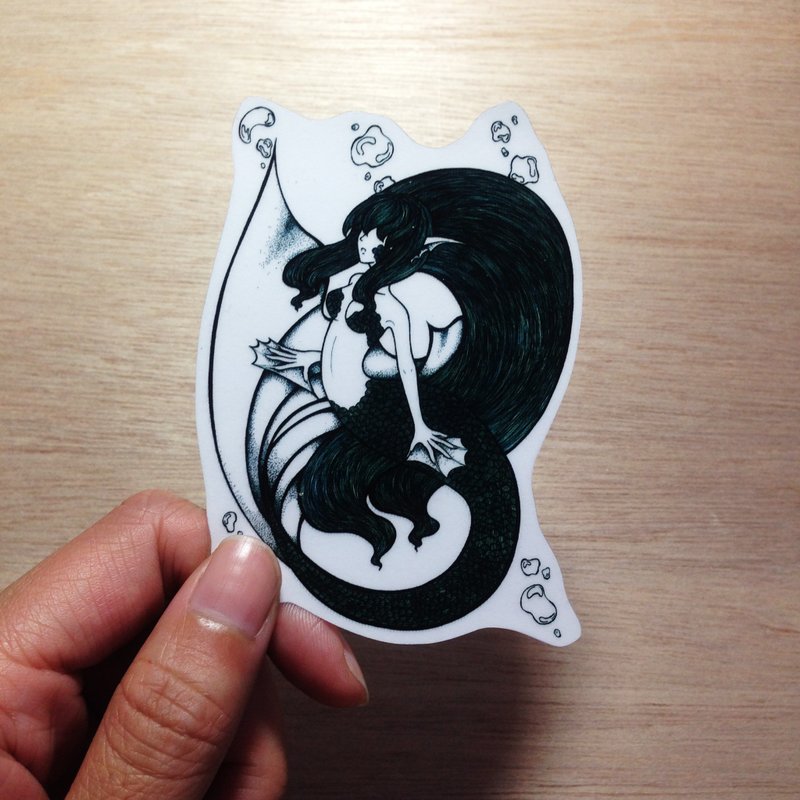 人鱼公主 - 贴纸 - 纸 黑色