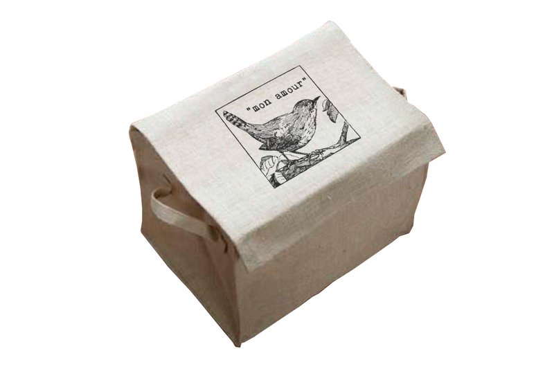 Fill in the Blank”天然麻织布家饰系列 - 法式麻织附盖置物盒 - MON AMOUR （法文：我爱你） - 摆饰 - 其他材质 金色