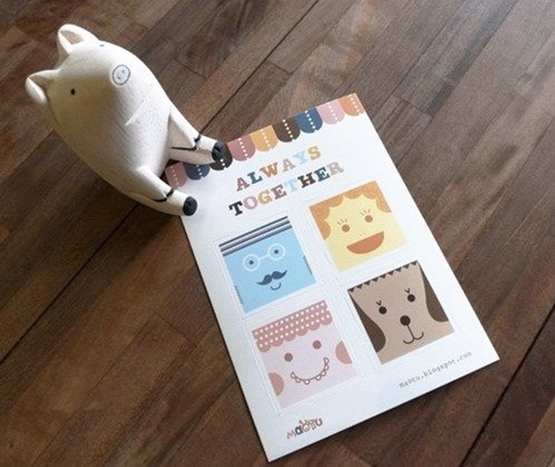 Maotu - 方块家族小贴纸 - 贴纸 - 纸 白色