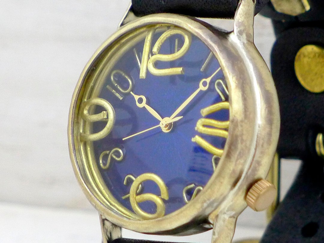 JSB2 HandCraftWatch JUMBOBrass 36mm color dial BL floating index (JUM38B BL / BK) - 女表 - 铜/黄铜 蓝色