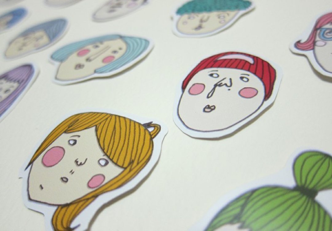 好朋友的脸部特写 /Magai's sticker - 贴纸 - 纸 多色