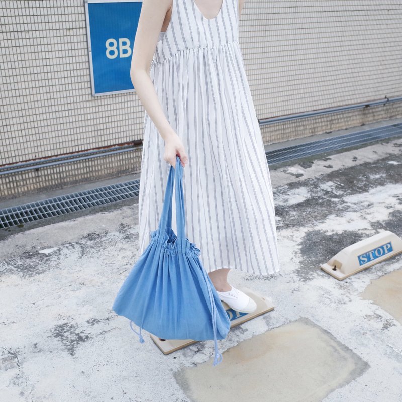 细细的 直纹长洋 - 洋装/连衣裙 - 棉．麻 白色