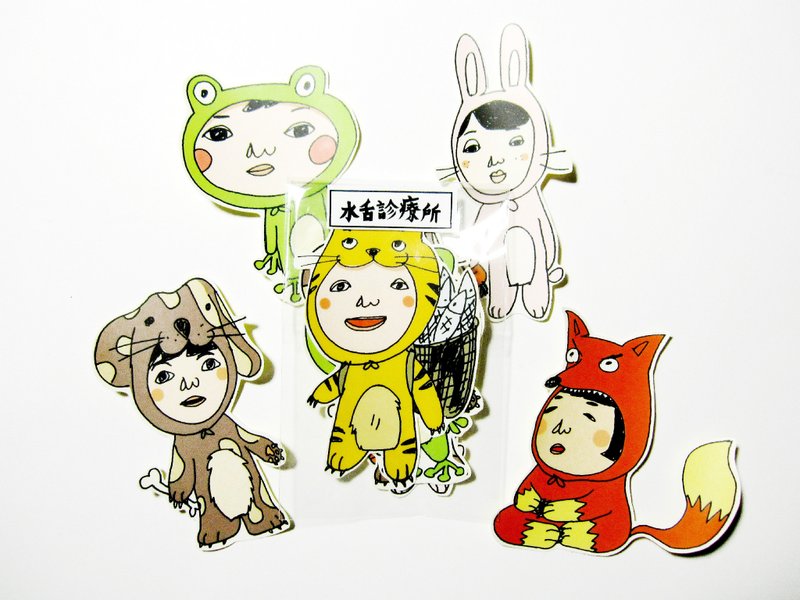 #007我妈妈把我装扮成动物 （5款）＿创意防水贴纸 - 贴纸 - 塑料 多色