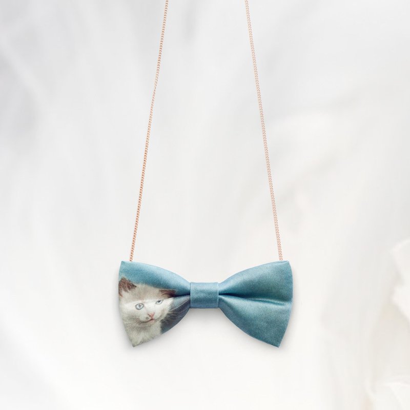 K0048 小时候的摩摩 印花领结 颈链 头饰 宠物颈圈 童装领结 - 颈链 - 其他材质 蓝色