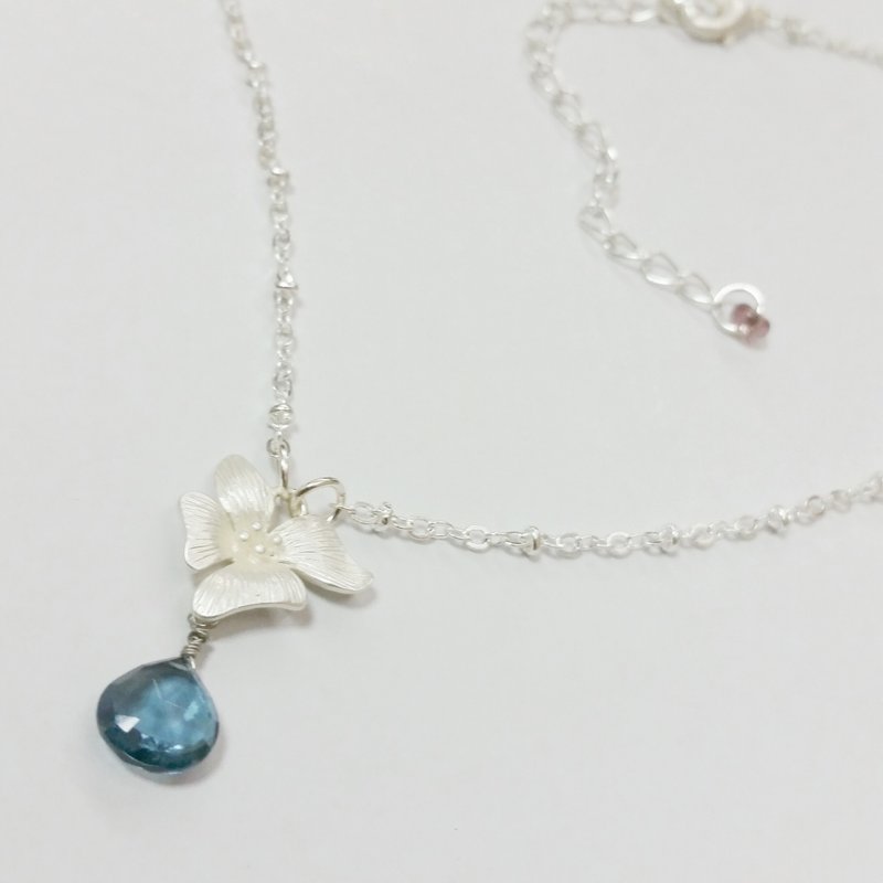 silver-plated earling with Topaz 托帕石镀银项链 - 项链 - 宝石 蓝色