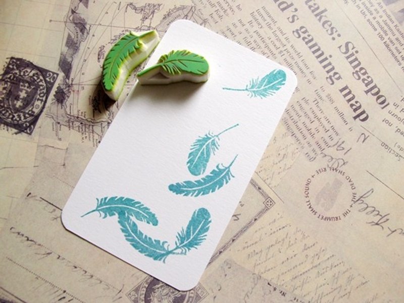 Apu手工章 唯美羽毛印章组 2枚装 手帐印章 - 印章/印台 - 橡胶 