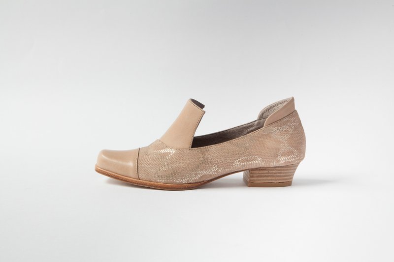 ZOODY / 新芽 / 手工鞋 / 平底拼接包鞋 / 肤色 - 芭蕾鞋/娃娃鞋 - 真皮 粉红色