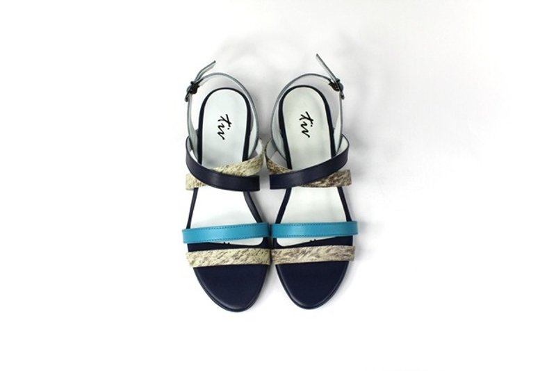 蓝 极简低跟凉鞋 - 男女凉鞋 - 真皮 蓝色