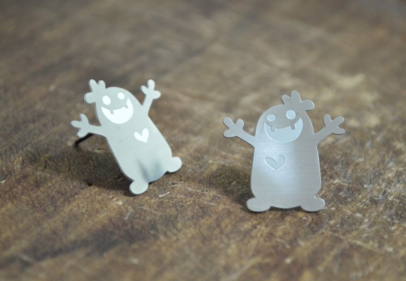 【Peej】我很厉害·不锈钢耳环 / 抗过敏耳针 - 耳环/耳夹 - 不锈钢 灰色