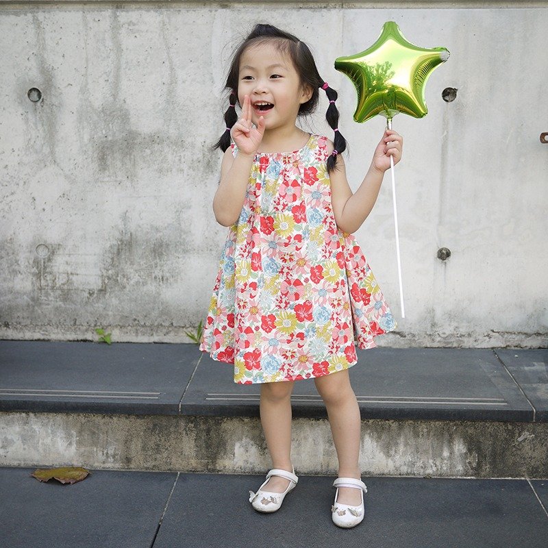 童款艳丽花朵红色洋装●香氛花园●SweetThing亲子装(80cm) - 其他 - 棉．麻 红色