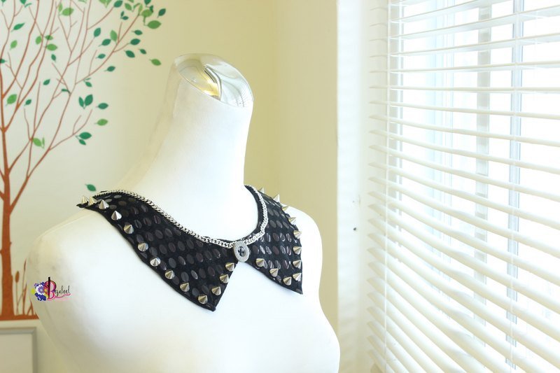 铆钉/金属/亮片 风重金属 领片 可以当项炼 - 项链 - 其他材质 黑色