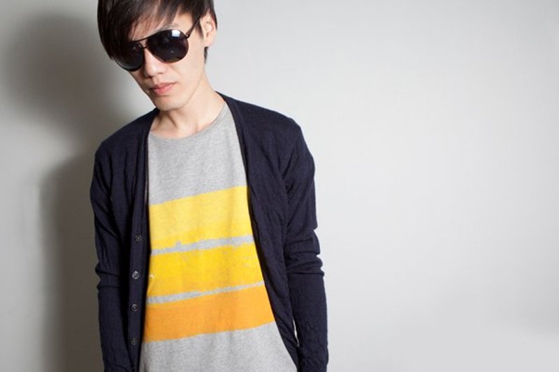 手绘手印TEE 【 Sunset 】男/女 - 男装上衣/T 恤 - 棉．麻 橘色