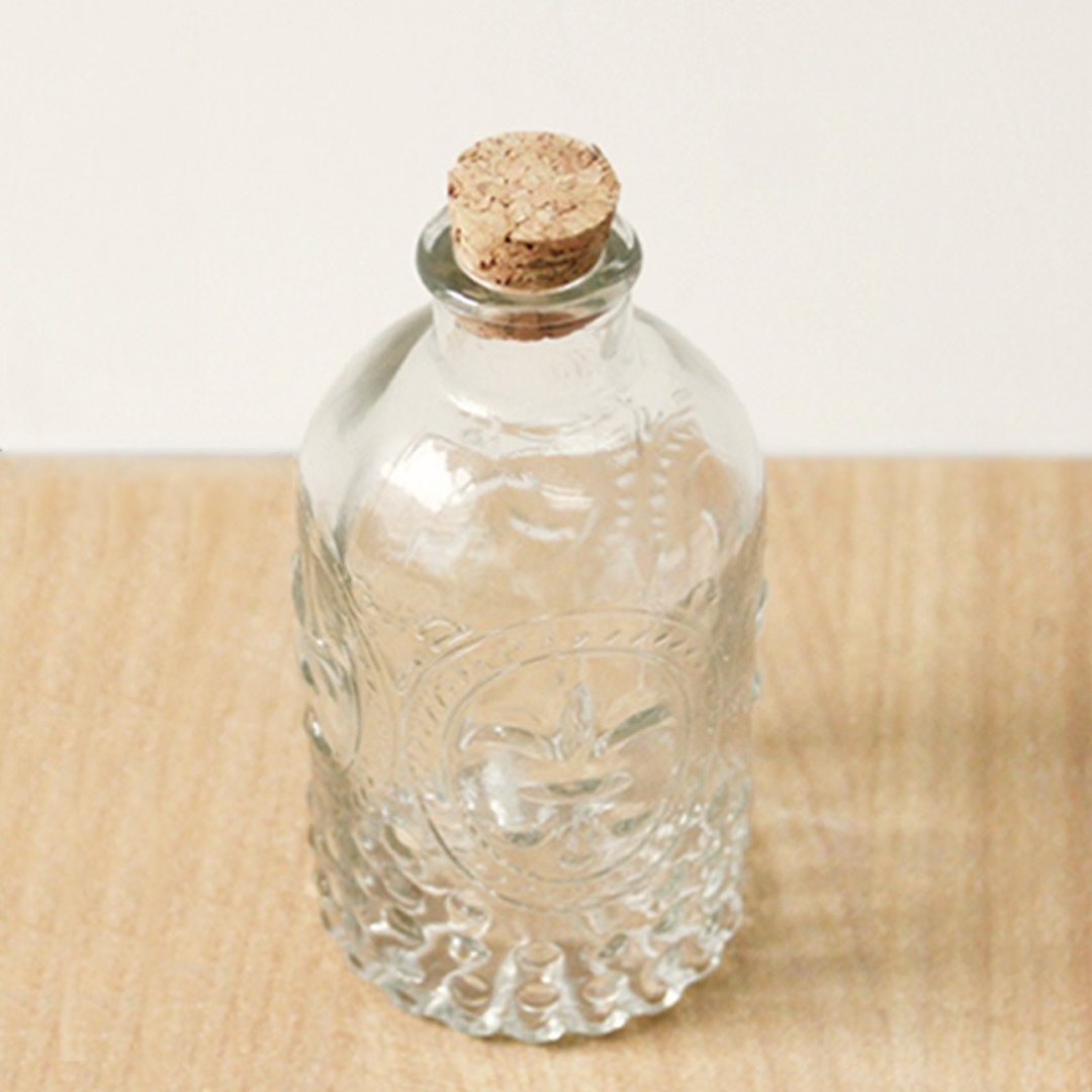 U-PICK原品生活 复古雕花玻璃瓶 木塞许愿瓶水培花瓶花器花插 - 摆饰 - 玻璃 