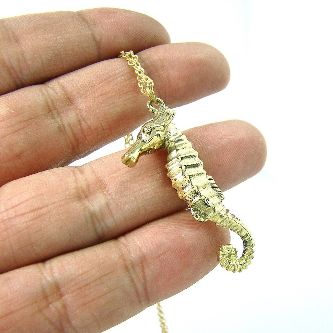 Seahorse pendant in brass,Rocker jewelry ,Skull jewelry,Biker jewelry - 项链 - 其他金属 