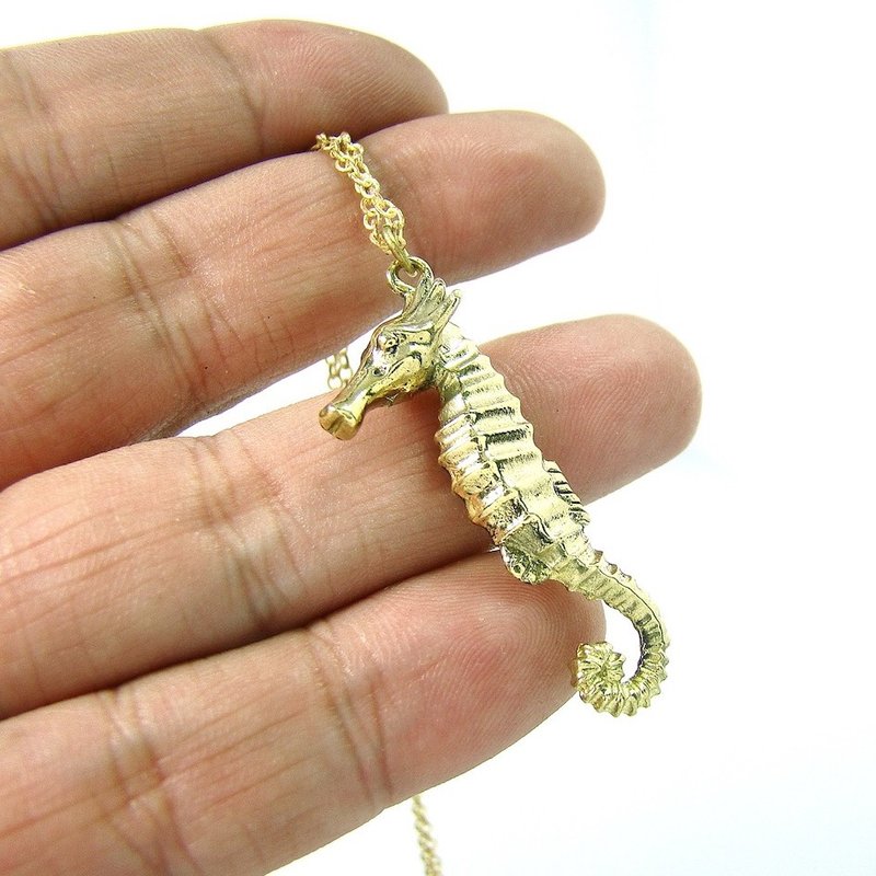 Seahorse pendant in brass,Rocker jewelry ,Skull jewelry,Biker jewelry - 项链 - 其他金属 