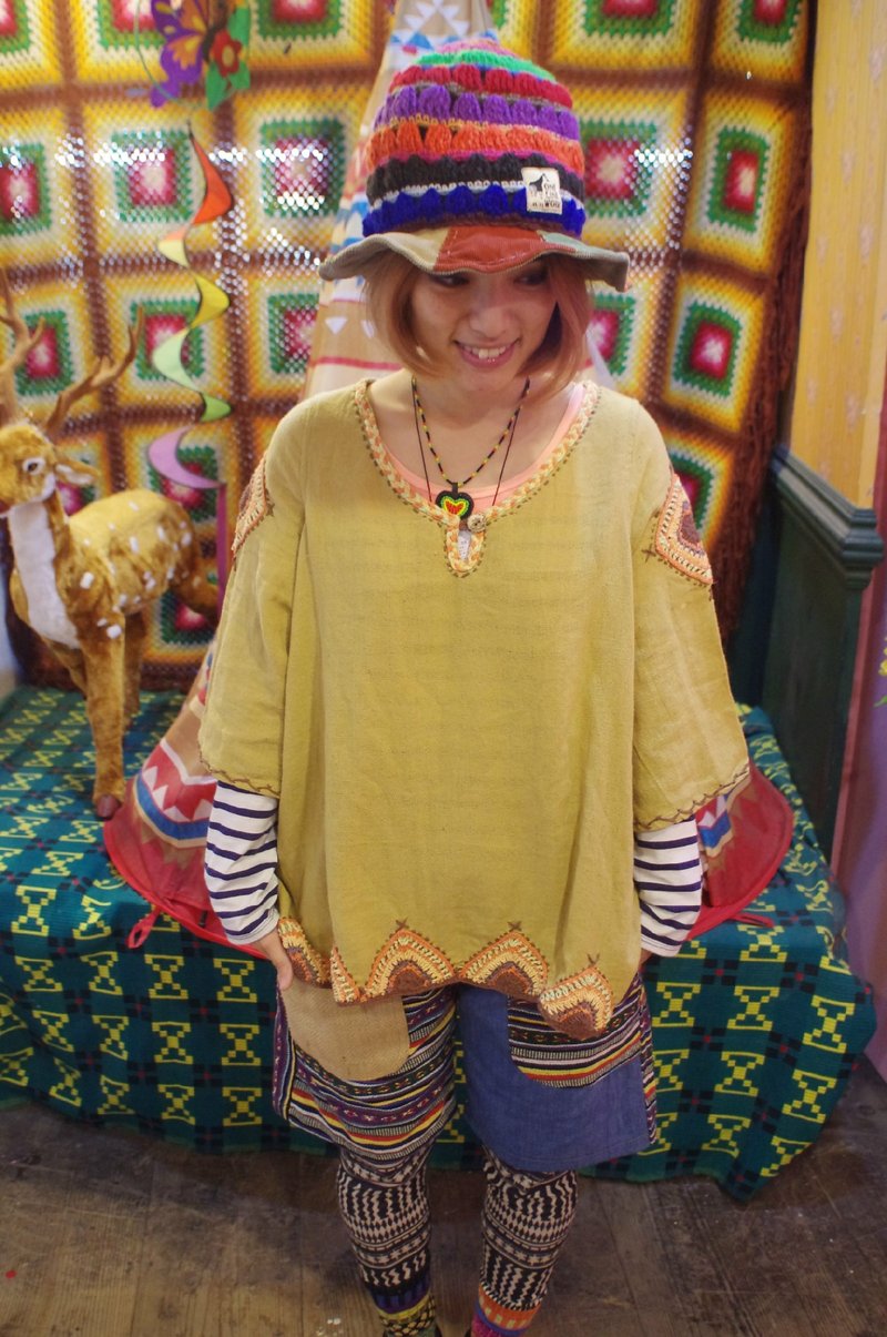 ☼saibaba ethnique // 春夏款 -- 大地色针织图案上衣☼ - 女装上衣 - 棉．麻 咖啡色