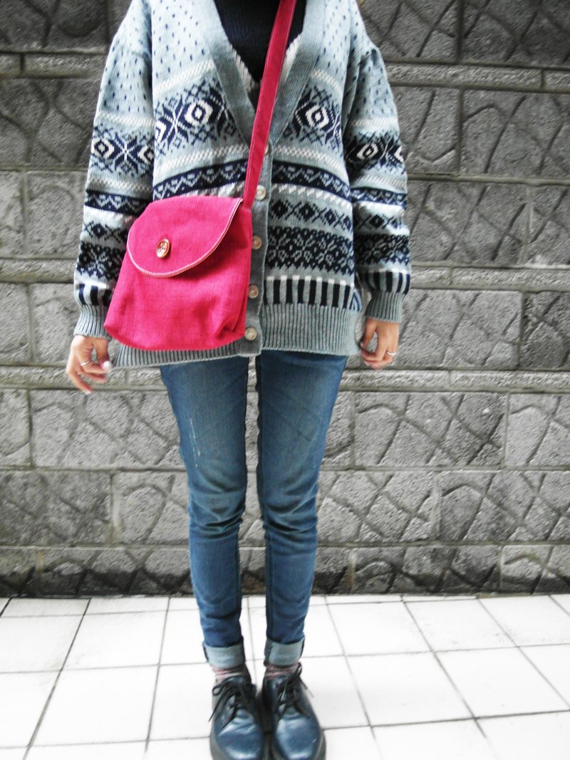 麻料斜背包(红) - 侧背包/斜挎包 - 其他材质 红色