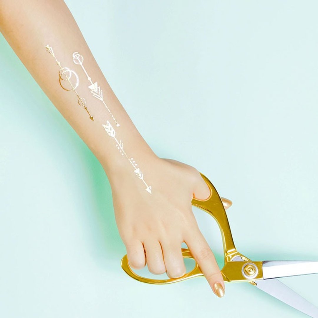 Surprise Tattoos / 几何光箭 金属 刺青 纹身贴纸 - 纹身贴 - 纸 金色