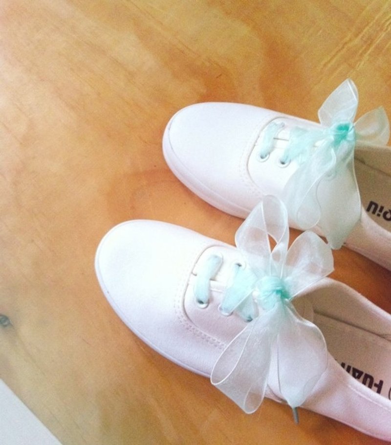 迷幻少女蝴蝶结随性帆布小白鞋（含蕾丝鞋带）婚纱拍照 婚礼 - 女款休闲鞋 - 其他材质 