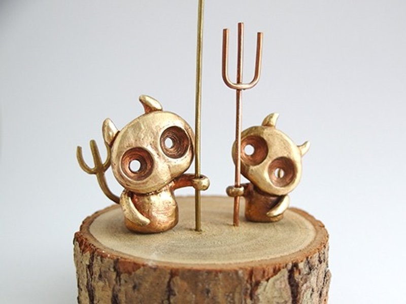 大小恶魔亲子组  黄铜摆饰 meno夹 - 摆饰 - 其他金属 咖啡色