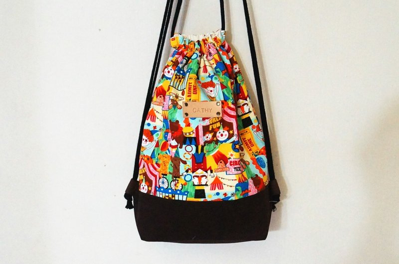 circus马戏团(束口后背袋)/赠送免费打印名字皮标 - 束口袋双肩包 - 其他材质 多色