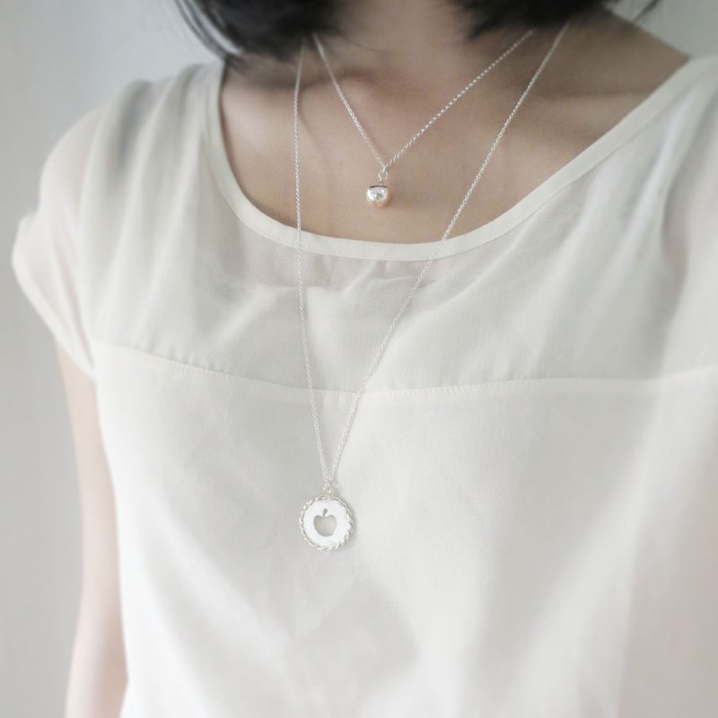 魔法苹果 - 白雪公主 (纯银项链 女款 长链 双层项链 情人节) - 项链 - 纯银 银色