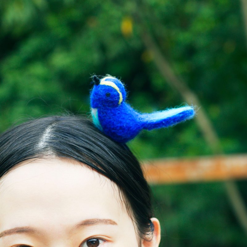 morningbird小鸟系列 蓝色焰小鸟 独家设计款 早起的鸟有虫吃~ - 发饰 - 羊毛 蓝色