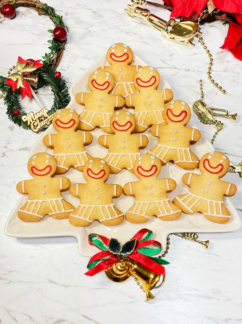 圣诞节礼物 姜饼人饼干 肉桂巧克力原味三选一(可加购缎带包装) - 手工饼干 - 新鲜食材 咖啡色