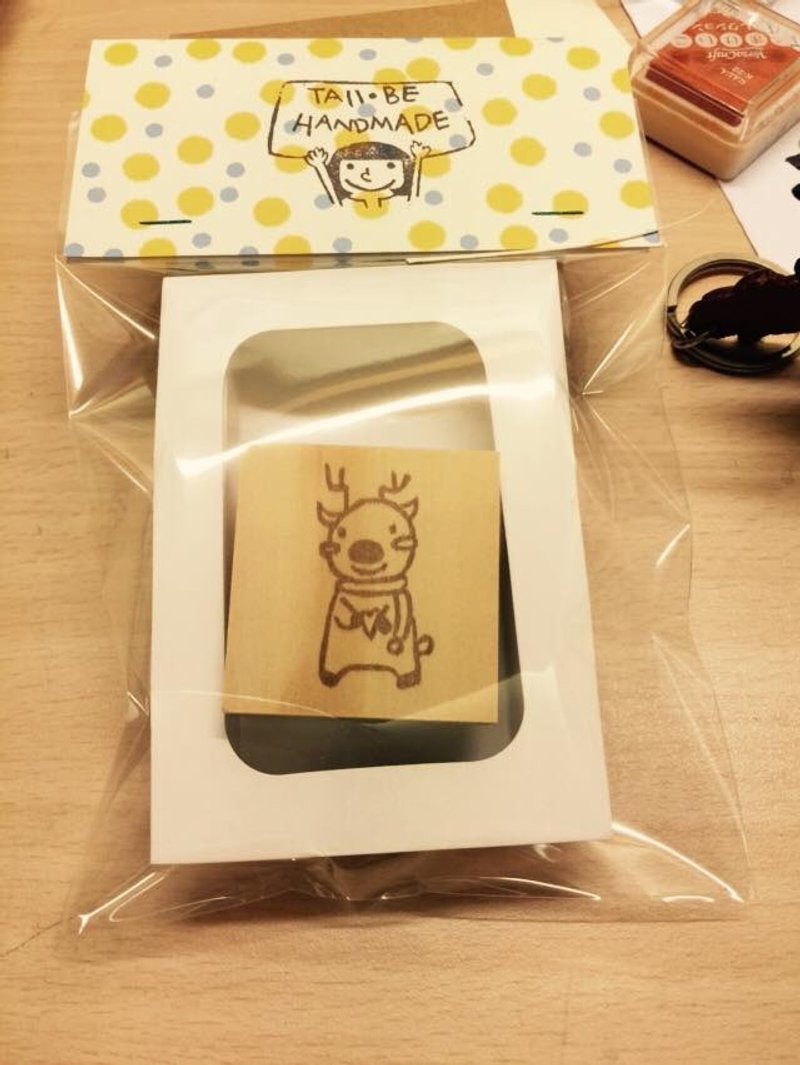 给妳一颗心麋鹿手工印章*橡皮擦印章*手工刻章*圣诞礼物*交换礼物 - 印章/印台 - 橡胶 金色