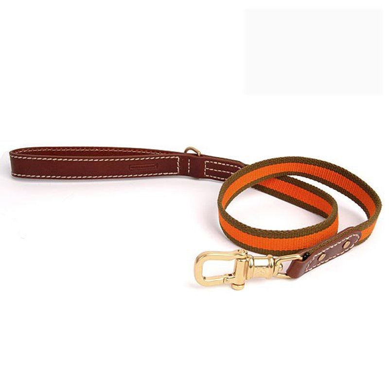 韦斯 [W&S] 典雅织带牵绳-尺寸M-有黑色 - 项圈/牵绳 - 真皮 橘色