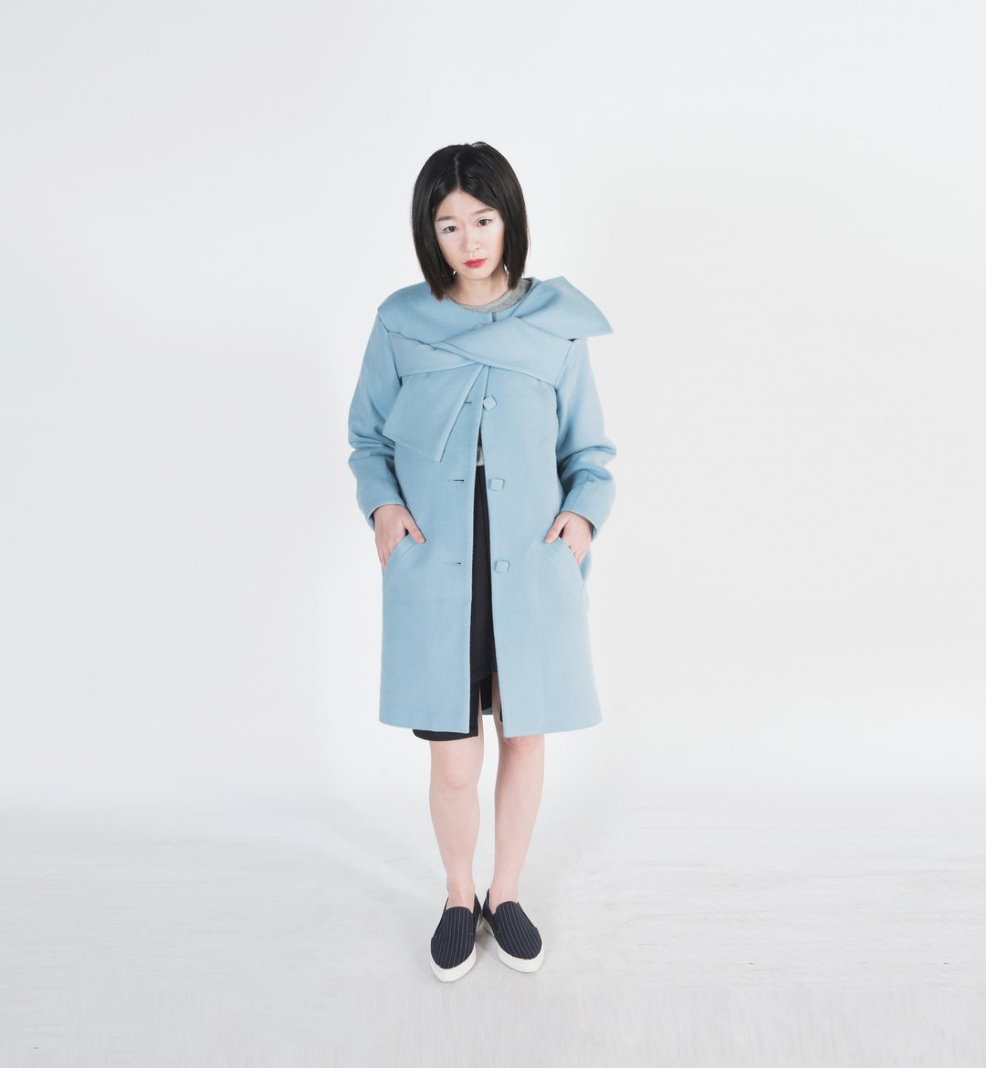 Evelyn 啾啾长版大衣 - 女装休闲/机能外套 - 其他材质 蓝色