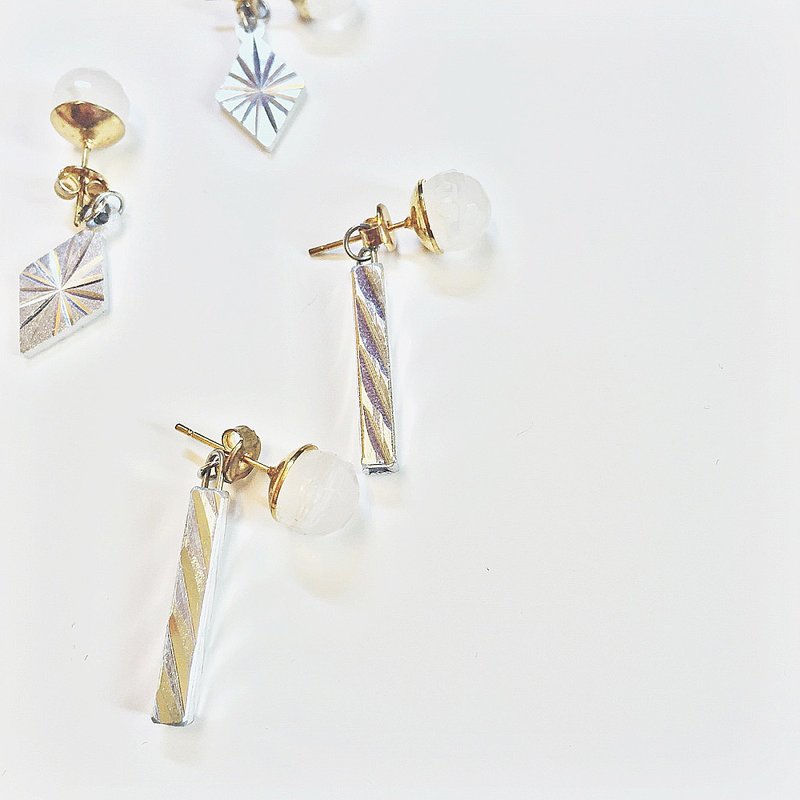 Marygo［透明的银色圣诞］经典两用前后扣耳环 - 耳环/耳夹 - 其他金属 