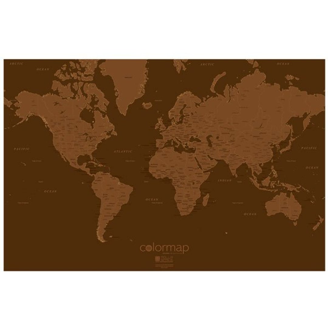 ‘环游世界 追梦第一步’Color Map / 彩色世界地图 / 巧克力版 - 墙贴/壁贴 - 纸 咖啡色