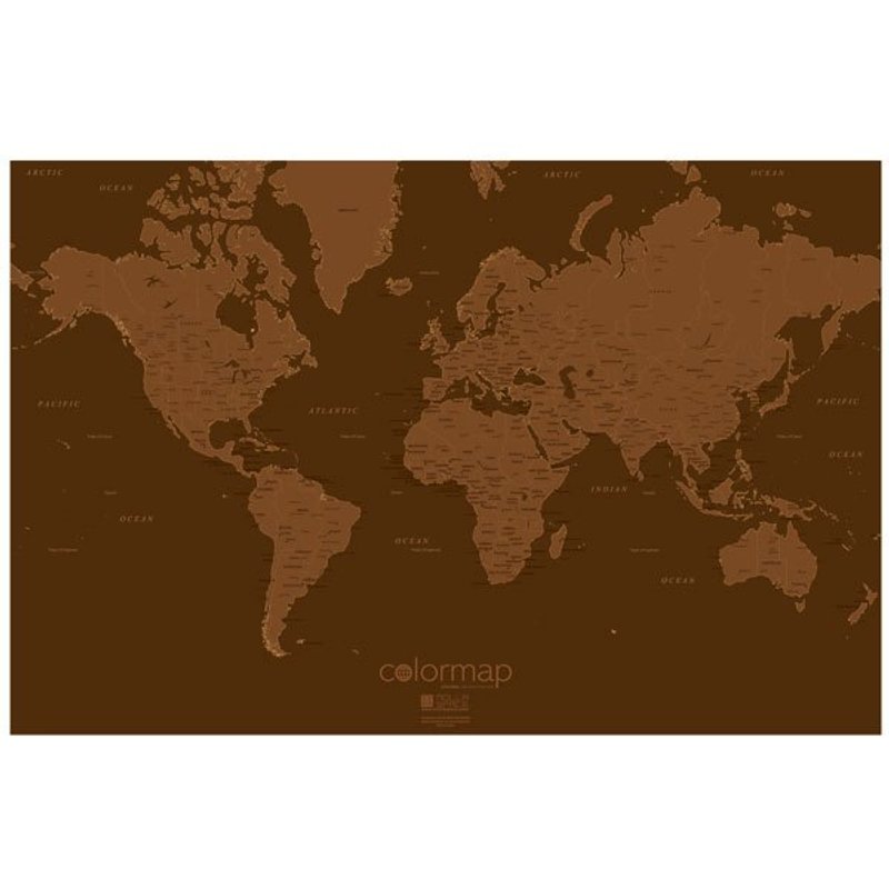 ‘环游世界 追梦第一步’Color Map / 彩色世界地图 / 巧克力版 - 墙贴/壁贴 - 纸 咖啡色