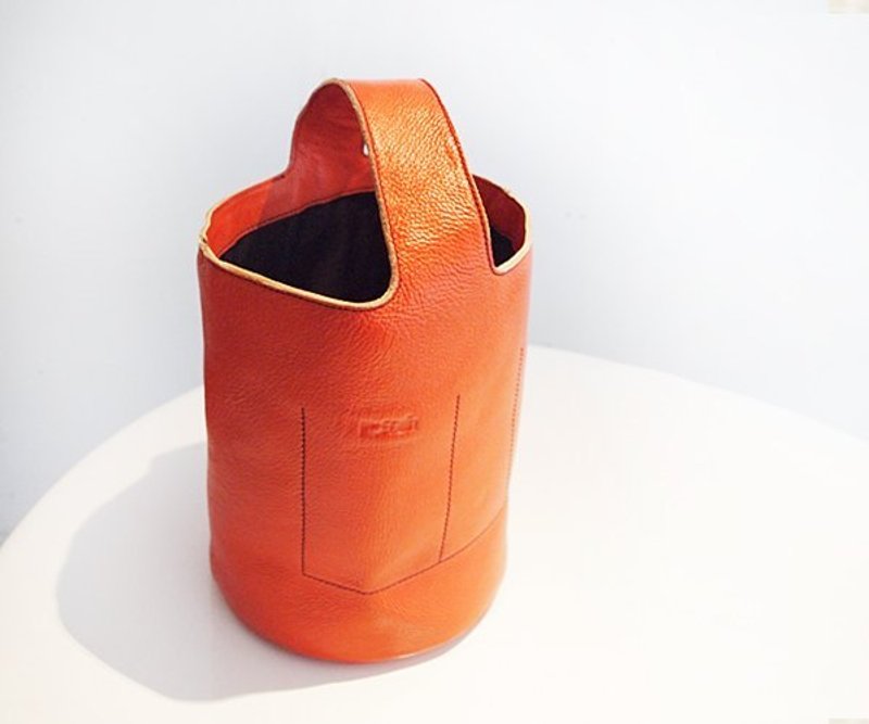 passion 圆筒包橘色 手提 - 手提包/手提袋 - 真皮 
