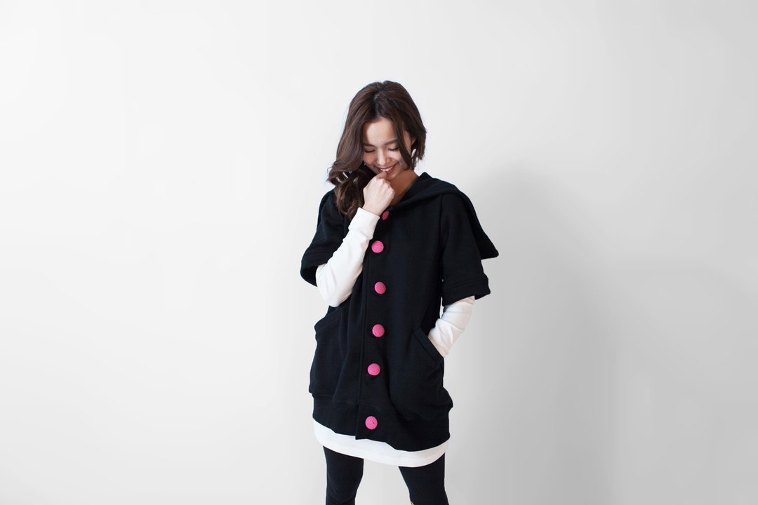 SUMI△小飞侠五分袖小绒外套▽3AF210_黑 - 女装休闲/机能外套 - 棉 黑色