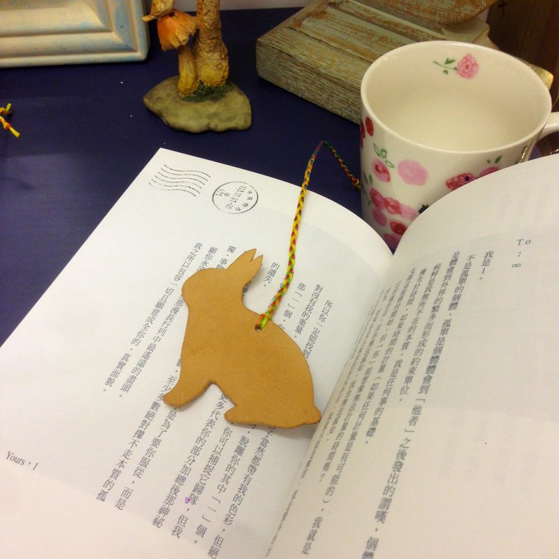 手工皮革兔子书签 动物 挂饰 - 吊饰 - 真皮 