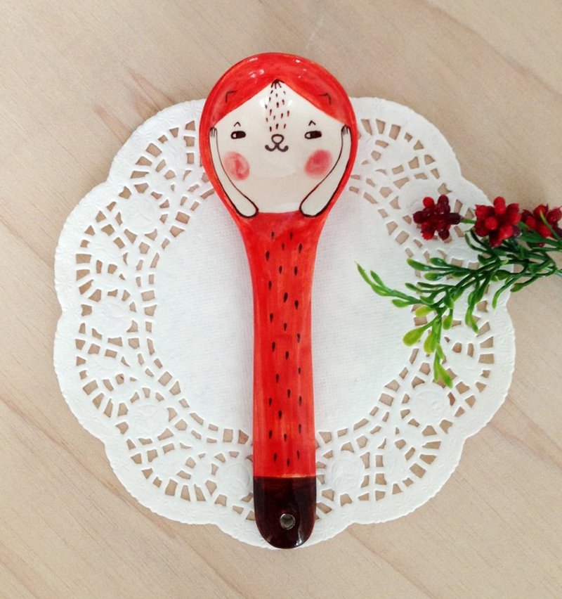 橘喵汤匙 - 餐刀/叉/匙组合 - 其他材质 红色