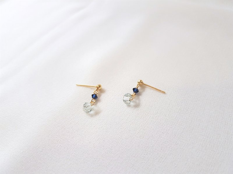 森林芬多精 · 水晶 珍珠 耳环 (蓝) - 耳环/耳夹 - 水晶 蓝色