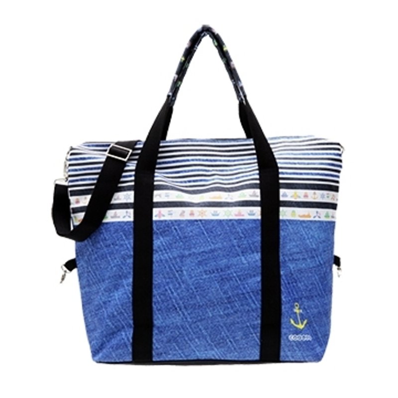 牛仔海洋风| 旅行袋 | 大容量 | 肩背包 | 斜背包 | 手提包 - 侧背包/斜挎包 - 防水材质 蓝色