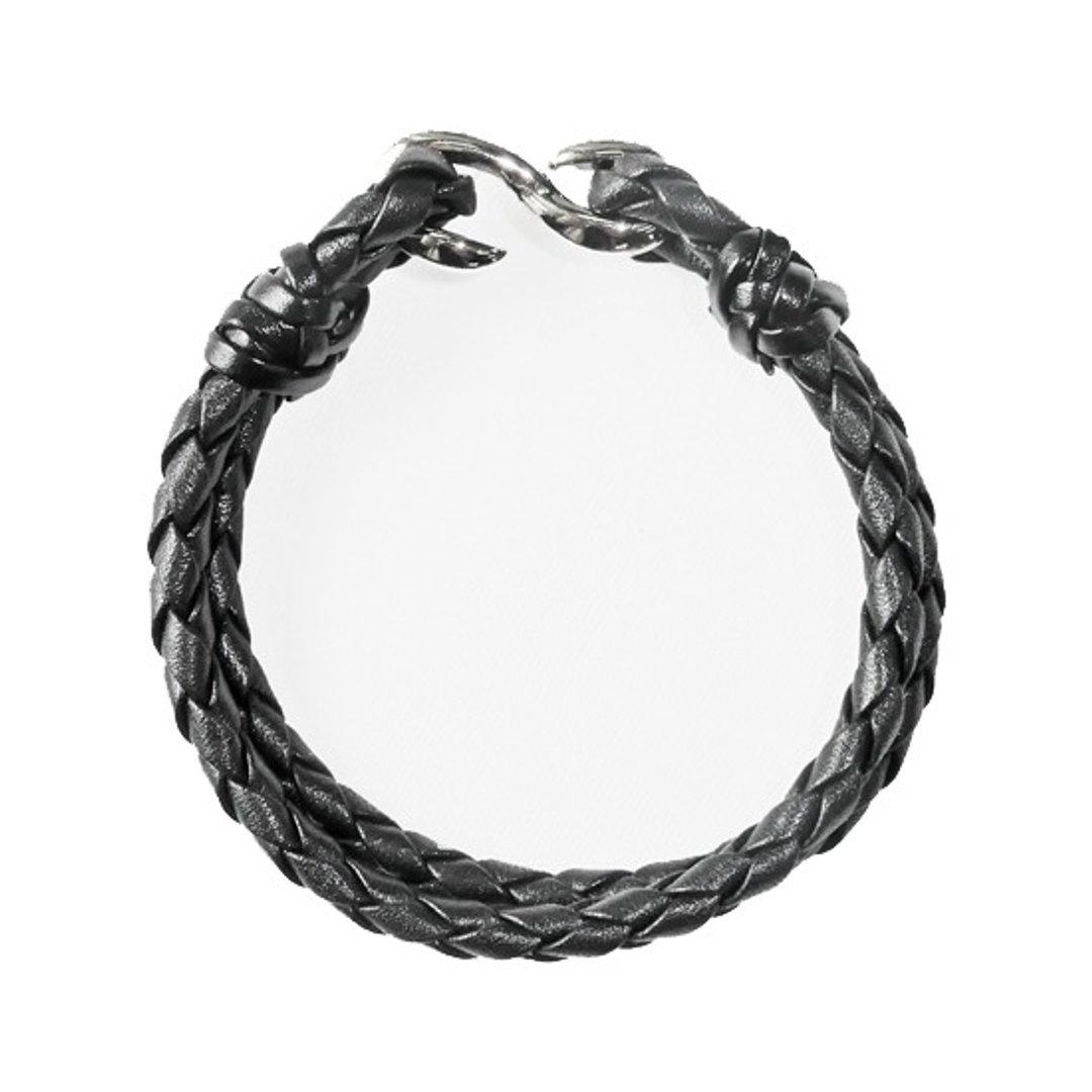 Chainloop 自制手工 双圈编织皮手环 - 手链/手环 - 真皮 黑色