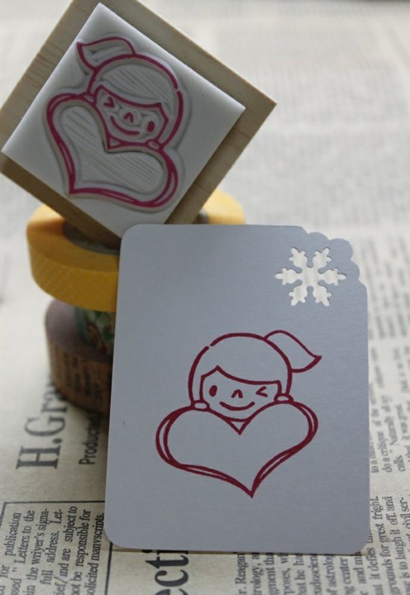 手刻印章 / 爱心系列之马尾女孩 - 其他 - 塑料 白色