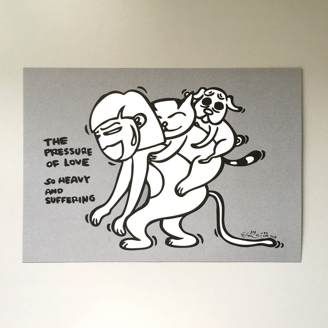 明信片黑白系列- 爱伦猴/沈重的爱  涂鸦/填色明信片 | MonkeyCoo - 卡片/明信片 - 其他材质 白色