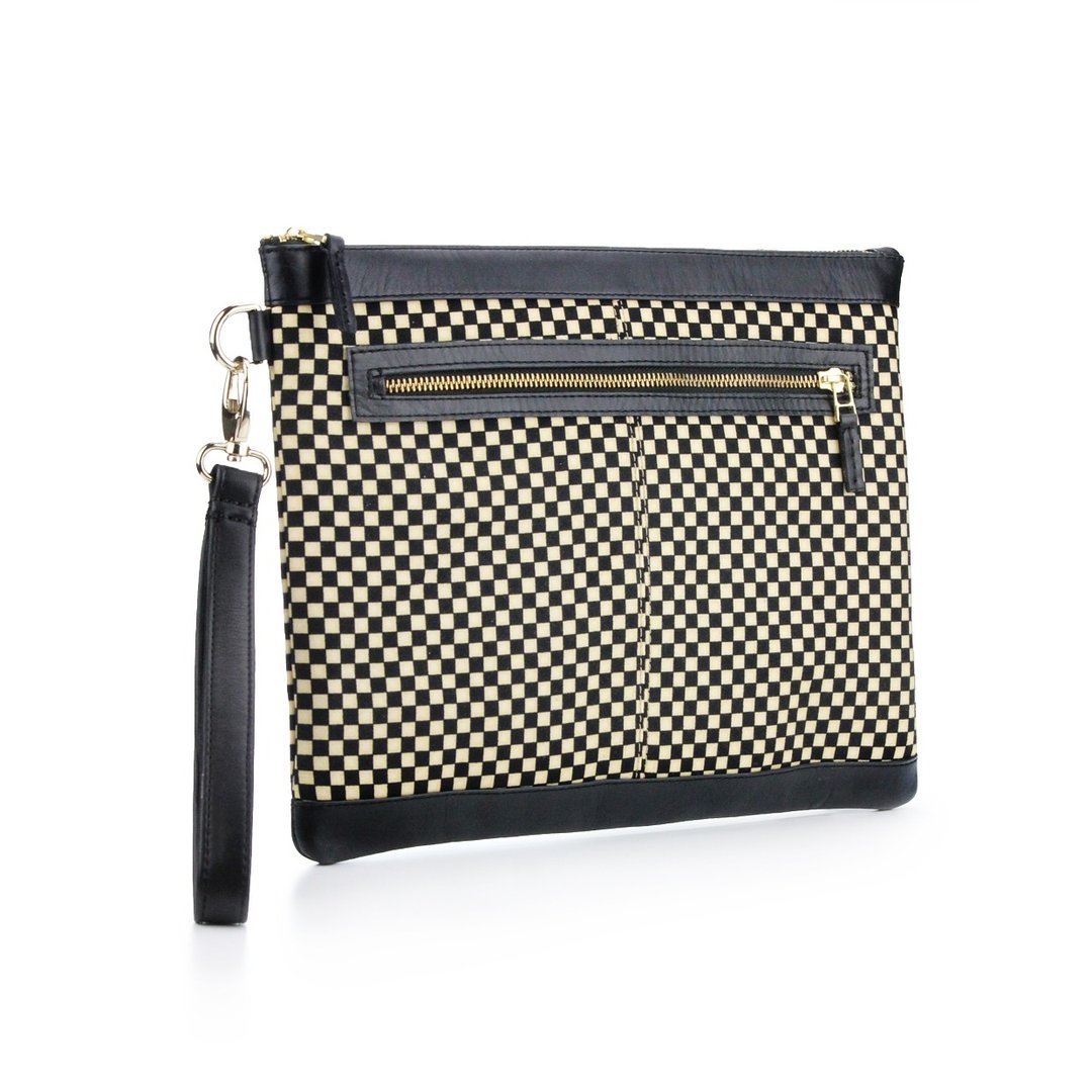Chessboard Clutch Bag - 化妆包/杂物包 - 棉 多色