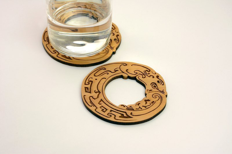 WKidea 竹文创杯垫 旧玉珑杯垫 - 杯垫 - 竹 金色