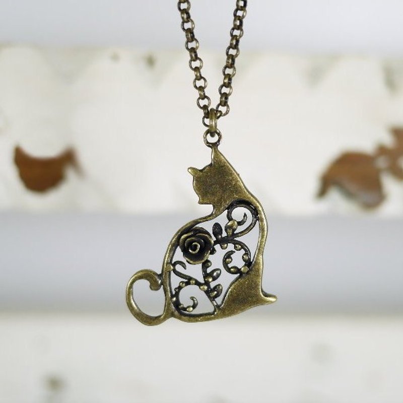 换季特卖 / 英国猫咪 铜镀古铜色长链 项链 玫瑰藤蔓项链 - 长链 - 铜/黄铜 咖啡色