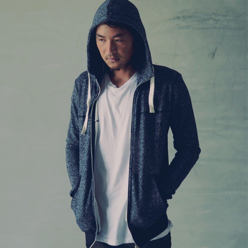 日本混纺鱼鳞布高领连帽外套Parka - 中性连帽卫衣/T 恤 - 其他材质 黑色