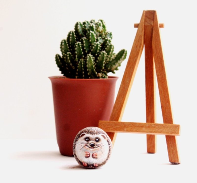 刺猬石头插画（含 10*10 厘米木盒） - 其他 - 植物．花 白色