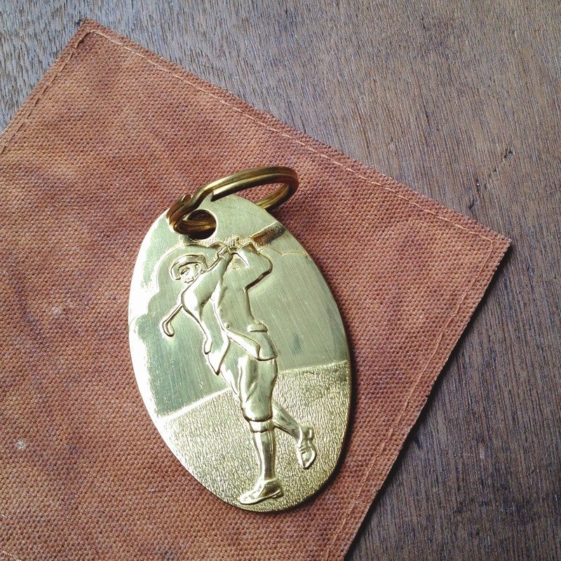 早期古件-英国绅士高尔夫钥匙圈 - 钥匙链/钥匙包 - 其他材质 金色